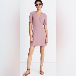 Madewell‎ Cross-Front Button Dress In Lilac/Maeve